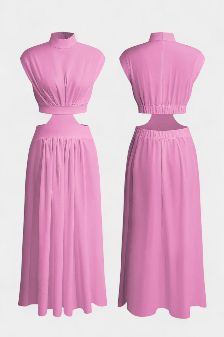 Jocelyn Conjunto Largo Minimalista con Escote Alto y Abertura Lateral