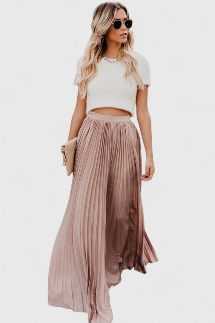 Mila Falda Larga Plisada de Talle Alto
