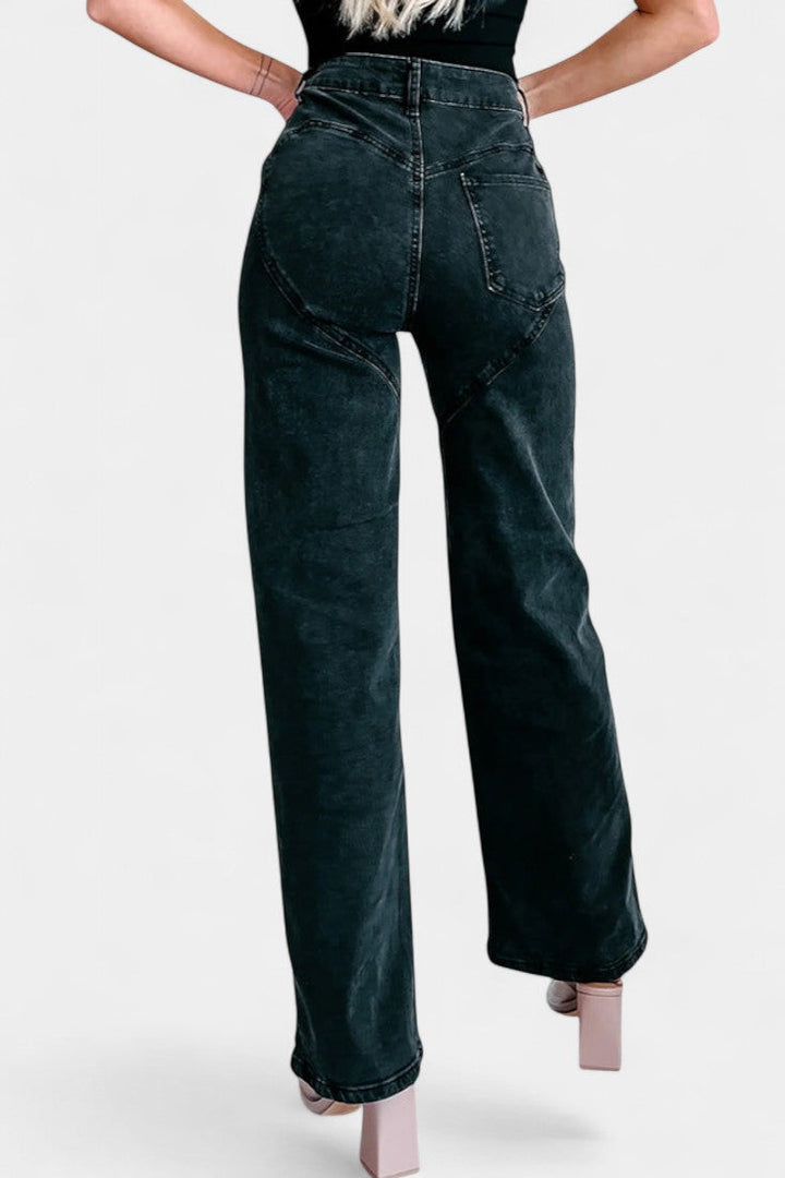 Evian Jeans Ripped Straight-Leg con Rhinestones