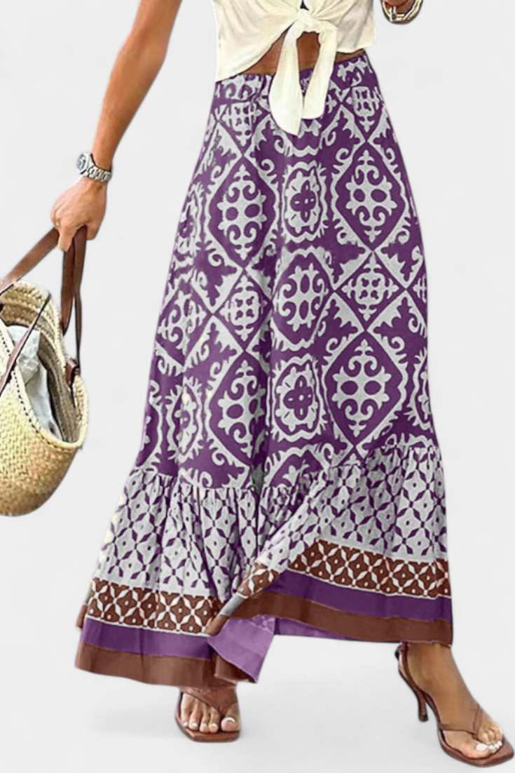 Ethel Falda Maxi Estampada con Volante