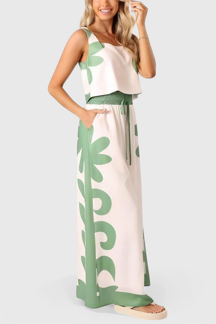 Serafina Conjunto Sin Mangas Floral Boho